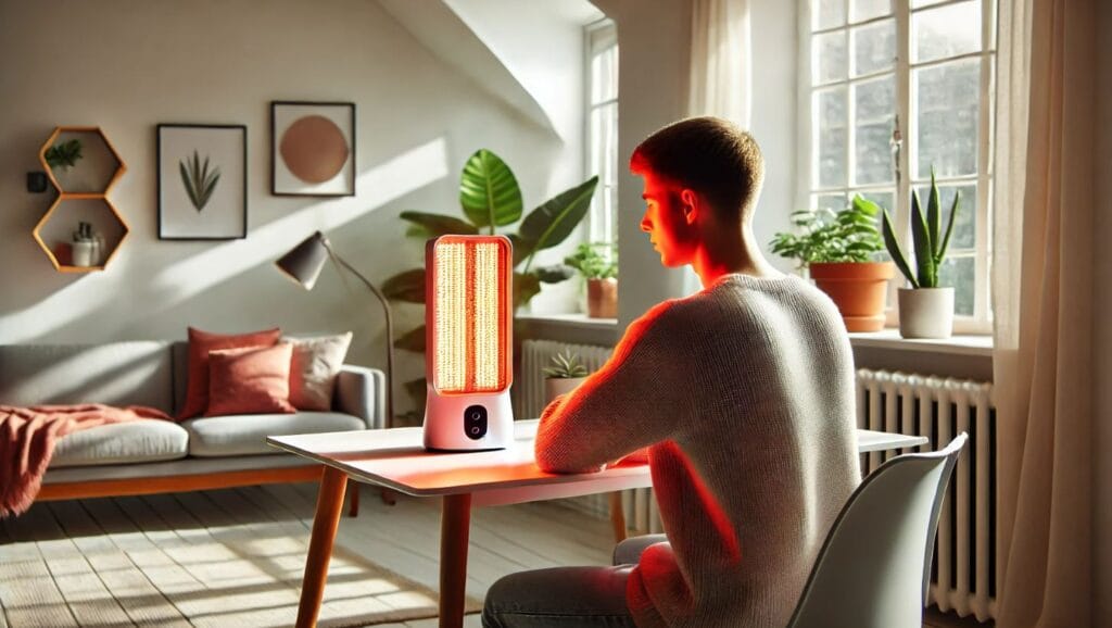 Mand bruger infrarød lampe